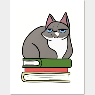 Grumpy Book Cat Posters and Art